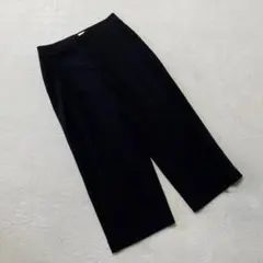 ヴィンテージ ワイドパンツ ブラック ポリエステルレーヨン混 M ガウチョパンツ