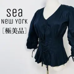 【極美品】シー 七分袖ミニチュニック ニューヨーク発ブランド レースアップ