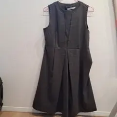 AGNOST ノースリーブひざ丈ワンピース ダークグレー