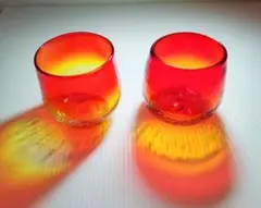 【夕陽で乾杯!】琉球職人手作り　ガラスカップ 2個セット