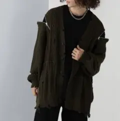 HARE BIGダメージZIPカーディガン ブラウン　ユニセックス