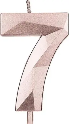 『7』ピンク❣️2.76インチ 大容量 バースデーキャンドル グリッター 3D