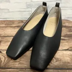 【23.5】Recipe レシピ レザー スクエアトゥ フラットシューズ