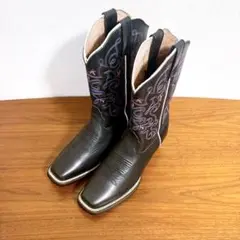 美品 Tony Lama トニーラマ ウエスタンブーツ 黒 ブラック 23.5