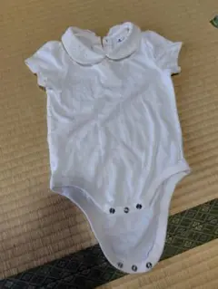 コットン襟付きロンパース 70サイズ ホワイト