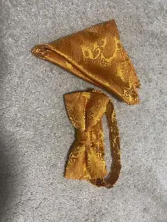 オレンジ ペイズリー 蝶ネクタイ セット