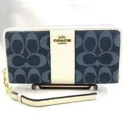 COACH 定番デニム 定番モデル コーチ 長財布シグネチャーラウンドファスナー