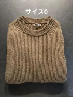 美品☆オーラリー リブクルーネックニット キャメル