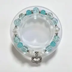 ハンドメイド ガラスビーズ ブレスレット 【ミントの癒し】