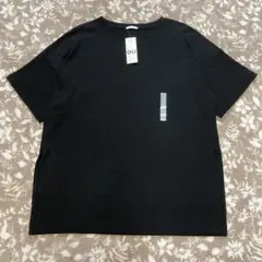 新品★GU【S】ディープスリットチュニックT(5分袖)黒♡オーバーサイズ