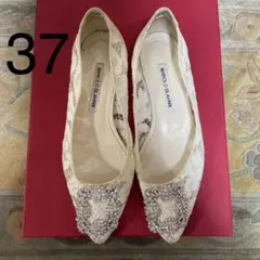 マノロブラニク 37 ハンギシ レース パンプス フラット