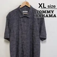TOMMY BAHAMA　半袖シャツ　XL　グレー　ブラック　チェック柄　古着
