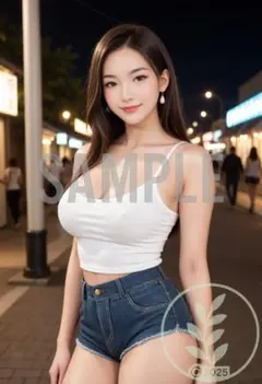 A4 美女 セクシー ホットパンツ タンクトップ 美脚 腹筋 B5730_6