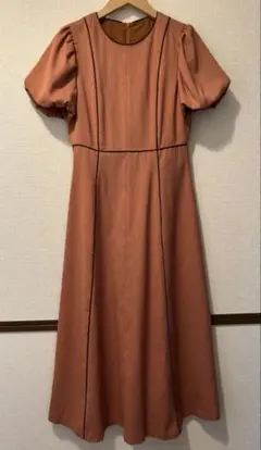 ナチュラルビューティーベーシック 半袖ワンピース オレンジ