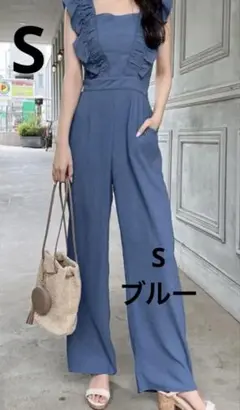 【GRL】ショルダーフリルバックシャーリング　オールインワン
