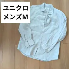 ユニクロ メンズ　Mサイズ リネン　ライトグレー　トップス