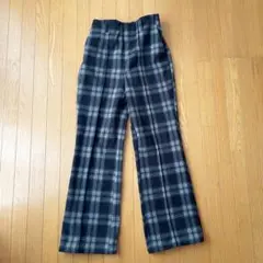 チェック柄 ワイドパンツ 秋冬 M