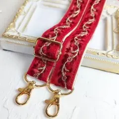 [旧作SALE] PM142 | インド刺繍 スマホショルダーストラップ　赤