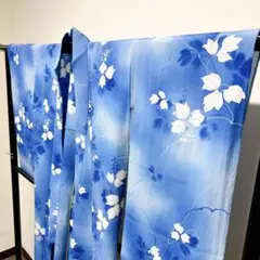 単衣 アンティークのぼかし染に蔦柄の小紋 着物