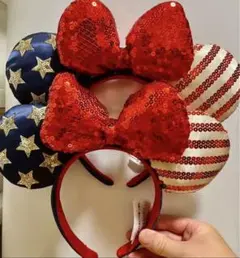 2点セット海外ディズニー限定　ニューアメリカーナ国旗カチューシャ