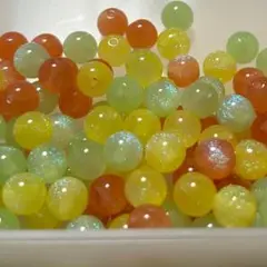 8mmプラスチックグリッタービーズ 150個mix