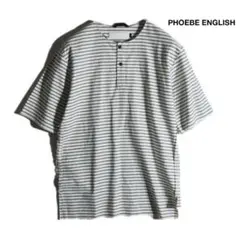 【PHOEBE ENGLISH 】ストライプ Tシャツ ヘンリーネック