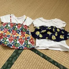 フリル付き花柄Tシャツ 90cm