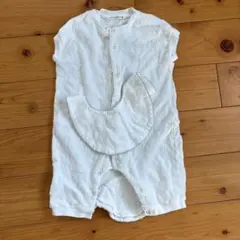 minä perhonen ホワイトロンパース・ビブセット