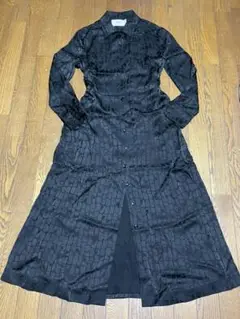 セリーヌ クロコダイル柄シルク絹シャツ ワンピース黒ワニ革クロコ鰐ドレス ワンピ