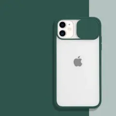 iPhone11ケース スライド式カメラ保護 緑色