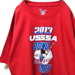 チャンピオン USSSAバウンドフォーグローリー Tシャツレッド赤色L古着