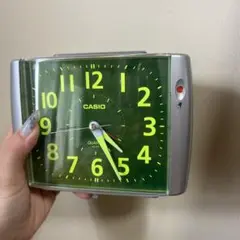 CASIO グリーン 置時計 アラーム機能付き