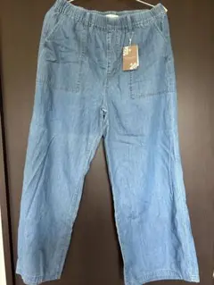 ライトブルー ワイドパンツ Lサイズ