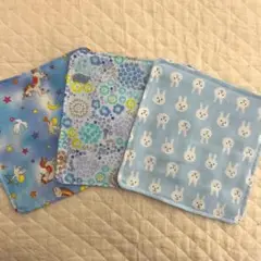 ガーゼハンカチ　ブルー系　15×15 3枚セット