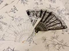 レース扇子2点セット（ホワイト・ブラック）