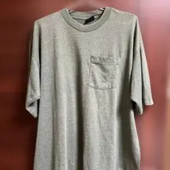 XLアメリカ製　 耳付き　半袖　ポケットTシャツ　モスグリーン　緑