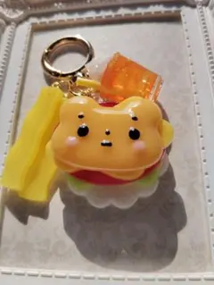 くまのハンバーガーセット レジンキーホルダー メロンソーダ