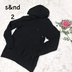 3711 s&nd【M】フード付き パーカー ロゴ刺繍　ポケット付き　コットン