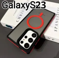 GalaxyS23 用 ケース　ブラック×赤　半透明 　マグセーフ
