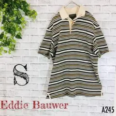 Eddie Bauer ストライプ ポロ S コットン100% 高見えシルエット