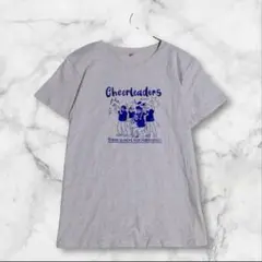 綿100% チア柄プリントTシャツ 半袖 ライトグレー ゆるシルエット
