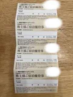 東急不動産 株主優待 東急ハーヴェスト ホテルハーヴェスト 宿泊優待券 4枚