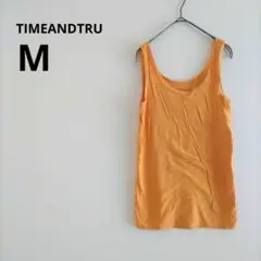海外古着 TIMEANDTRU タンクトップ レディース M オレンジ リブ