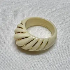 14K 金線巻き 象牙調 リング 指輪 刻印有り 12号 3g