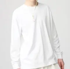 ユニクロU エアリズムコットンクルーネックTシャツ　長袖　ホワイト　M