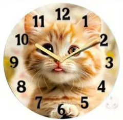 【掛け時計】少しだけ舌を出した茶トラ仔猫がデザインされた時計【壁掛け時計】