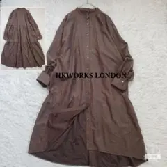 【エイチケーワークスロンドン】ロングティアードワンピースノーカラー ゆったり長袖