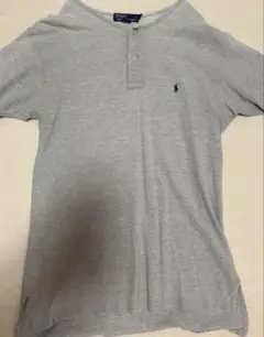 90s Polo by Ralph Lauren グレー ロングポロシャツ M