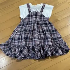 チェック柄フリル付きワンピース