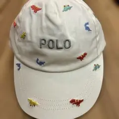 【161】POLO 恐竜刺繍 ホワイトキャップ 46cm アイボリー